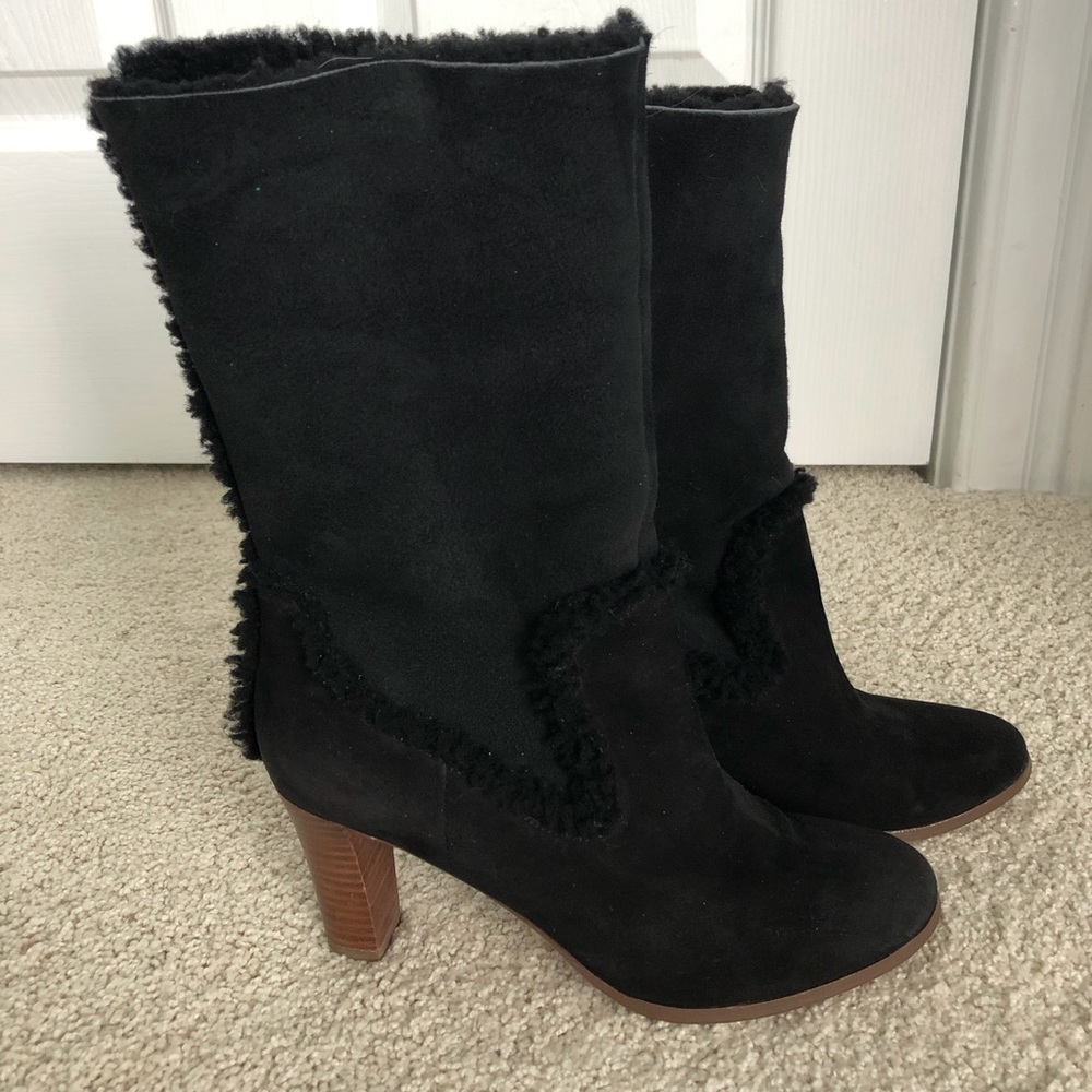 Ann Taylor Suede Black Boots Sz 7
